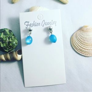 MERMAIDMERCHANT BOUTIQUE Silver & Blue Beaded Dangle Earring Set